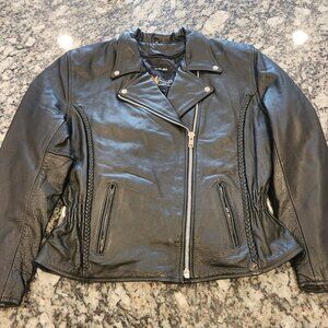 Xelement Womens Motorcycle Leather Jacket 3XL Black Biker NWOT Superstar
